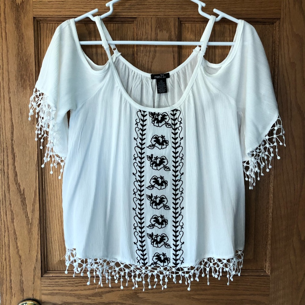 Cold Shoulder White Shirt
